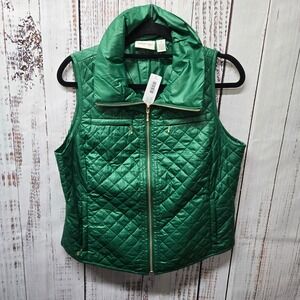 Zenergy by Chico's Tabitha Quilted Vest Alpine Green Puffer Sleeveless  NWT